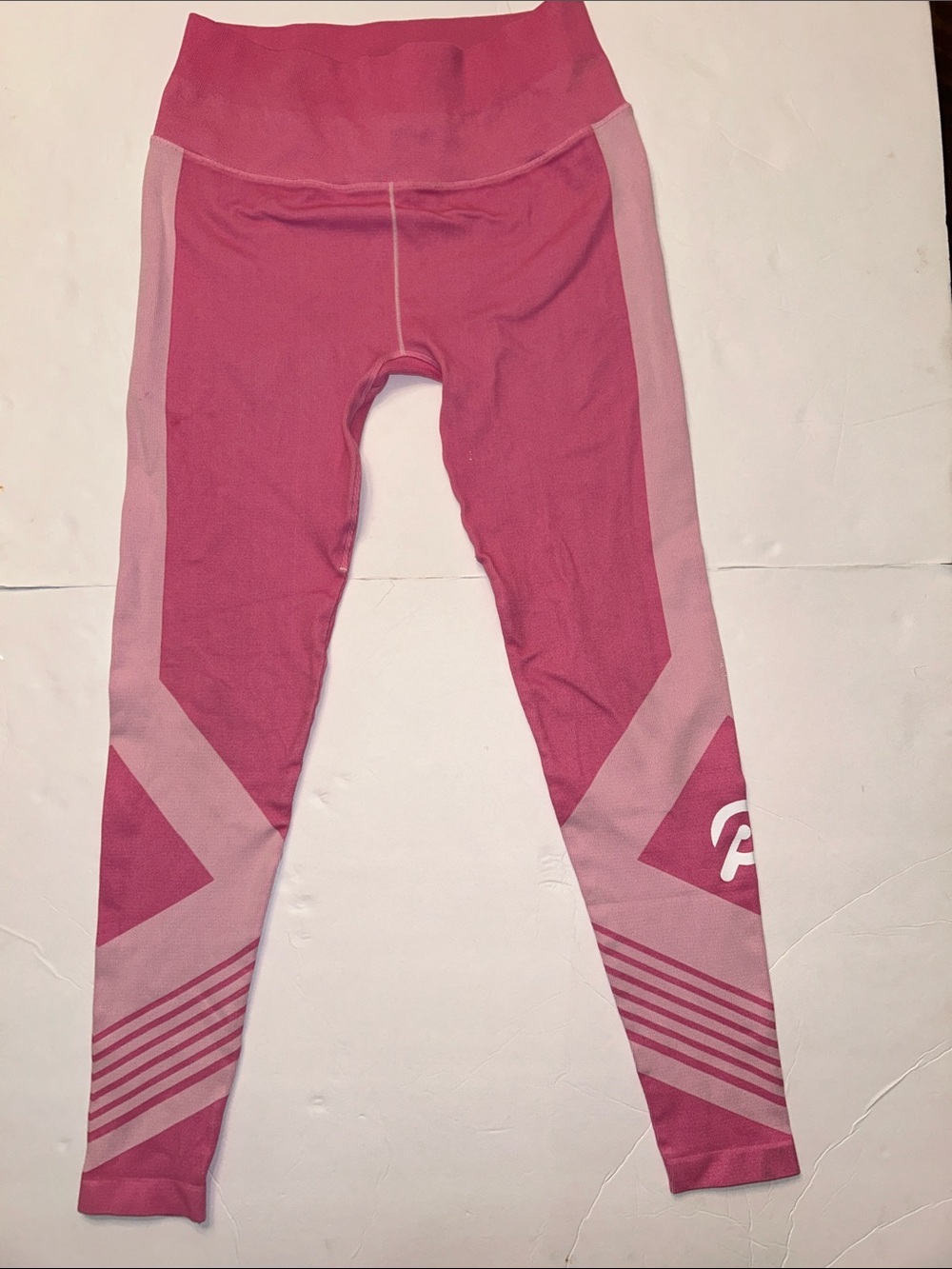 Peloton Pink Seamless High Rise Leggings Colorblock Geometric Logo Women’s L